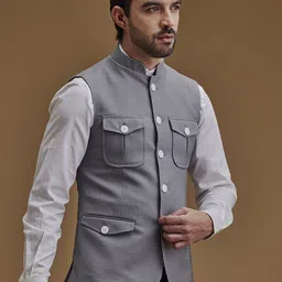 Neumen   Woven Design Nehru Jacket image 3