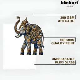 blinkart Blue & Beige Printed Lord Elephant Temple Religious Wall Art-image-47