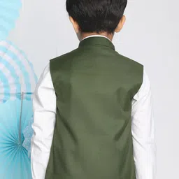 JBN Creation Boys Woven Mandarin Collar Neck Nehru Jacket image 4