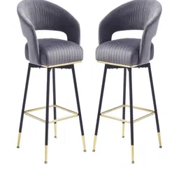Doe Buck Grey Velvet Bar Chairs with Backrest image 4