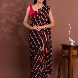 KCPC BANDHANI Black Pure Chiffon Sarees-picture-11