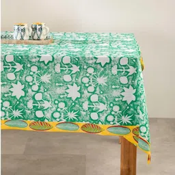 FREEDOM TREE Green Floral Cotton 6-Seater Table Cover-picture-41