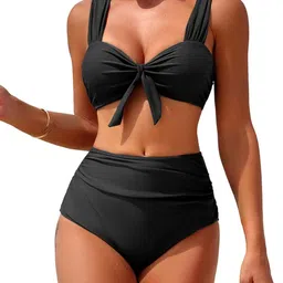 Russian Shoulder Straps Front-Tie Swim Bikini Set-picture-22