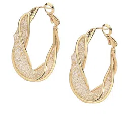 PolluxCraft Korean Gold Plated Artificial Stones Studded Circular Shaped Hoop Earrings image 4