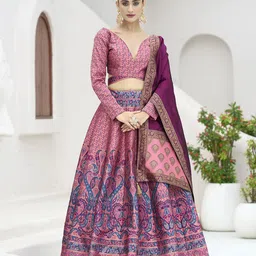 PURVAJA Woven Design Art Silk Lehenga & Unstitched Blouse With Dupatta-picture-11