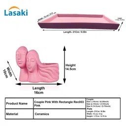 LASAKI Pink Ceramic Planter With Plate image 4