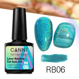 CANNI Laser Rainbow Cat Eye Gel Polish - 7.3 ml - Shade - RB06 image 2