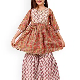 Arshia Fashions Girls Floral Printed Angrakha Kurti with Sharara image 5