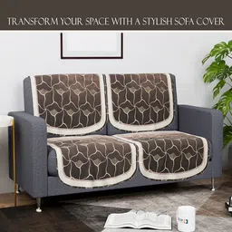 Kuber Industries Brown & Gold-Toned 6 Pieces Printed 3-Seater Sofa Covers image 2