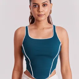The Cloth Crow Women Ribbed Cotton Tank Crop Top-image-21