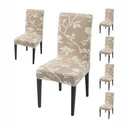 HOKIPO Pack Of 6 Brown Printed Chair Covers-image-55