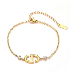 MYKI Stainless Steel Gold-Plated Artificial Stones Studded Wraparound Bracelet image 5