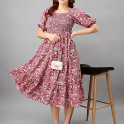 Krunal Raiyani Floral Printed Fit & Flare Dress-image-40