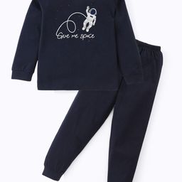 Blushes Kids Pure Cotton Typography Printed T-shirt & Pyjamas Night suit-picture-0