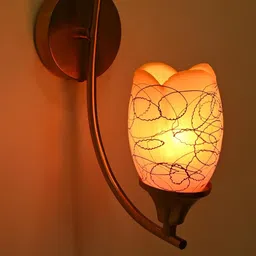 1ST TIME Orange & Black Printed Glass Cylinder Shaped Wall Lamp-image-94