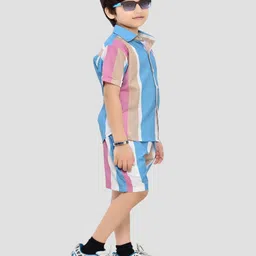 BAESD Boys Colourblocked Short Sleeves Shirt With Shorts image 3