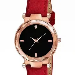 LAKSH Unisex Dial & Leather Straps Analogue Watch MG Leather Red AvWS image 3