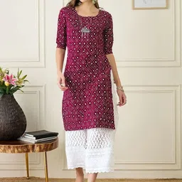 SZN Women Printed Crepe Straight Kurtas-image-74
