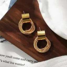 COLOUR OUR DREAMS Gold-Plated Korean Circular Drop Earrings-picture-16