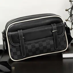 Mast & Harbour Men Checked Waterproof Messenger Bag With One Handle-picture-30
