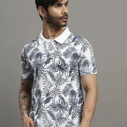 TIMBER HITCH Men Floral Printed Polo Collar Slim Fit T-shirt-picture-14