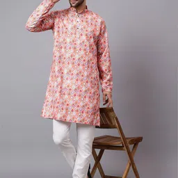 Floura Men Geometric Printed Indie Prints Kurta image 3