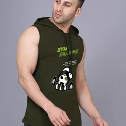 TEEFOX Typography Printed Hooded Sleeveless T-shirt image 5