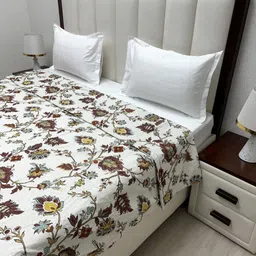 Pure Decor Comfy White Floral Printed 233 GSM Microfiber AC Room Double King Bed Comforter image 2