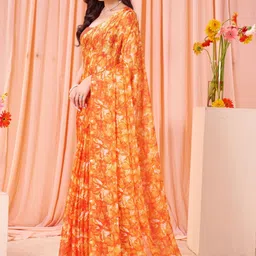 Garden Vareli Women Floral Printed Pure Chiffon Saree-picture-23