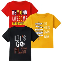 TITTOM Pack of 3 Boys Typography Printed T-shirt-picture-48