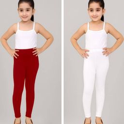 TIK TOK WEARS Girls Pack Of 2 Elasticated Churidar Length Leggings-picture-38