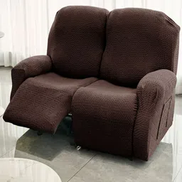 HOKIPO Brown Jacquard 2 Seater Sofa Cover With Arms-image-70