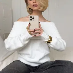 LULU & SKY Off-shoulder Ribbed Knit Sweater Pullover image 4