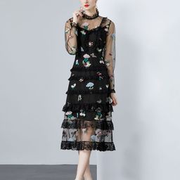 JC Collection Women Floral Printed Cuffed Sleeve Fit & Flare Midi Dress-picture-8