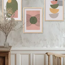 Kotart Brown & White 3 Pieces Abstract Printed Wooden Wall Arts-picture-13