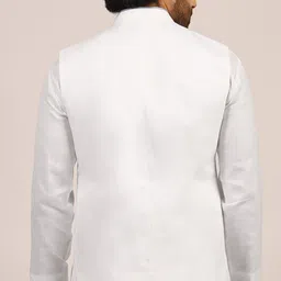 KINGDOM OF White Mandarin Collar Nehru Jackets image 4