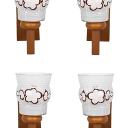 1ST TIME Brown & White Printed Wood Cylinder Shaped Wall Lamp image 2