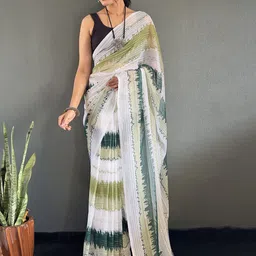 all about you Women Printed Organza Saree image 3
