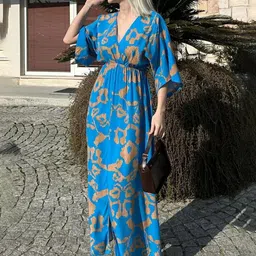 MANOJAVA Printed Liva Maxi Dress image 2