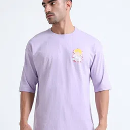 QUCO Typography Printed Round Neck Drop Shoulder Puff Print Oversized Fit T-shirt-picture-12