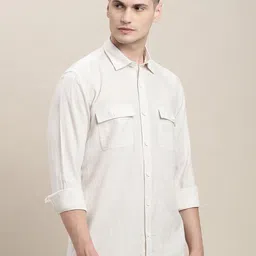 Turtle Men Relaxed Fit Solid Spread Collar Cotton Casual Shirt image 3