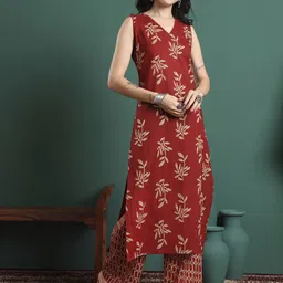KALINI Women Ethnic Motifs Printed Cotton Kurta with Trousers & Dupatta image 3