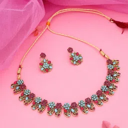 DIVASTRI Set Of 2 Gold-Plated American Diamond Studded Jewellery Set image 3