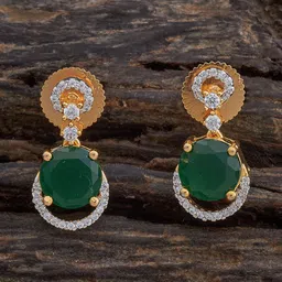 Kushal's Fashion Jewellery Rhodium-Plated Zircon Circular Drop Earrings-picture-37