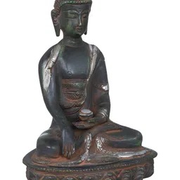 Exotic India Black & Silver Toned Buddha Idol Showpiece-picture-26