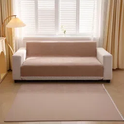 HOMETHREADS Beige & Tan Solid Sofa Cover-picture-20