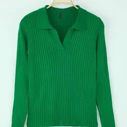 Trendyol Women Ribbed Shirt Collar Pullover-picture-16