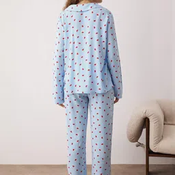 Trendyol Women Conversational Printed Shirt Collar Shirt & Pyjamas Night Suit image 5