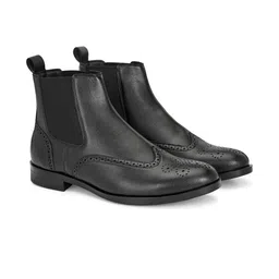 Roadster Men Black Brogues Slip On Chelsea Boots image 3