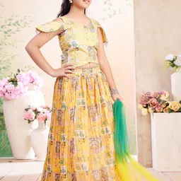 BAESD Girls Floral Embroidered Ready to Wear Lehenga & Blouse With Dupatta image 5